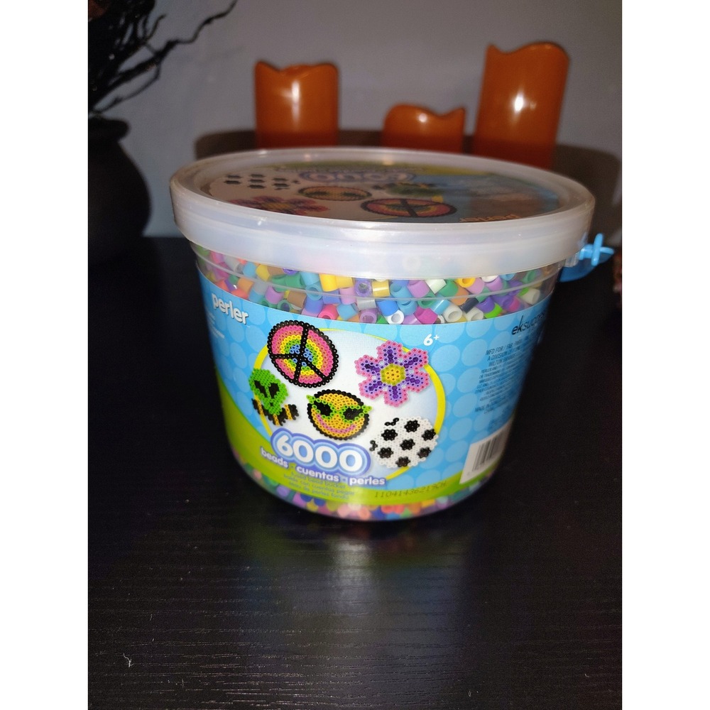 Perler Fused Bead Bucket Multi Color Mix unknown amount jar was refilled